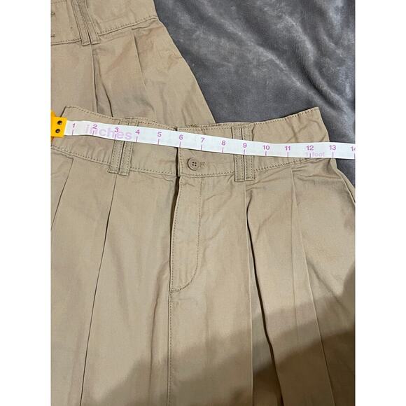 NWT 2 H&M Size 14 Teen Beige Tan Khaki Pleated Skirt Raw Hem Uniform - Picture 6 of 7